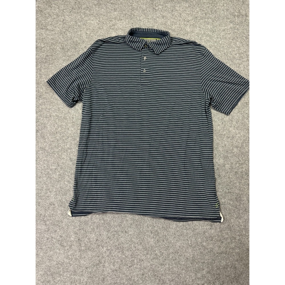Tasc Performance Cloud Polo Mens L Gray Striped Relaxed Fit Tennis Golf